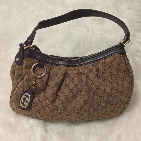 Gucci Handbags - Authentic GUCCI Sukey Shoulder Hand Bag GG Canvas Leather 232955 Brown 4644J